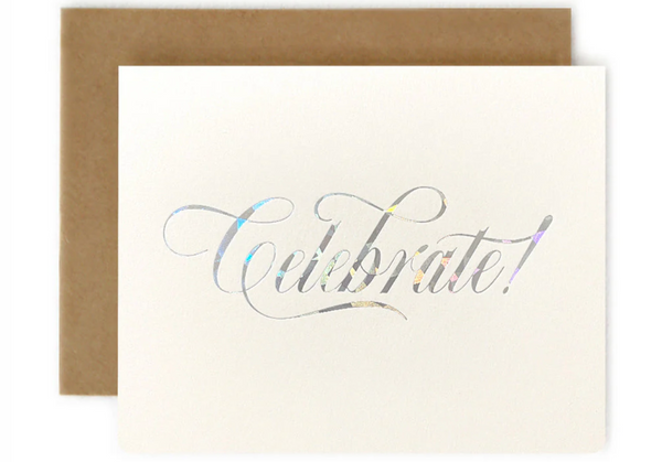 Celebrate Silver Holographic Greeting Card